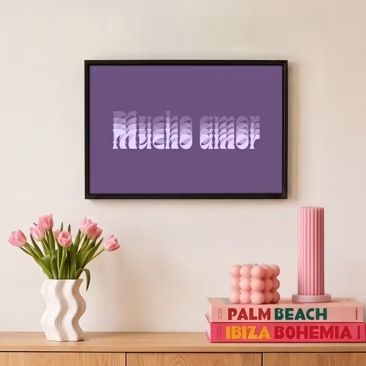 Canvas met lijst - Mucho amor - Paars - Grafisch — 8