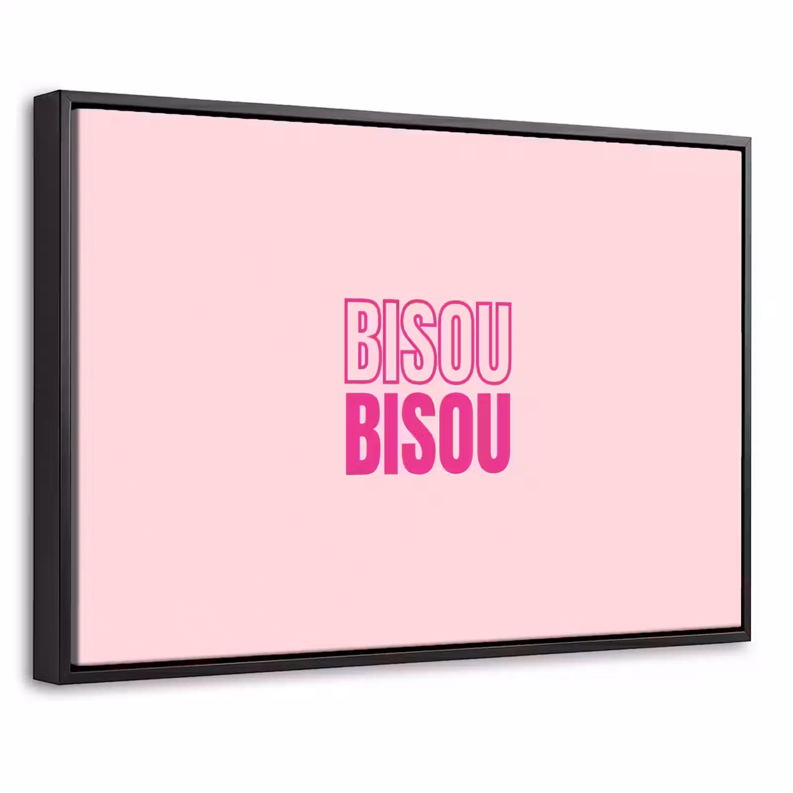 Canvas met lijst - Bisou - Roze - Minimalistisch — 1