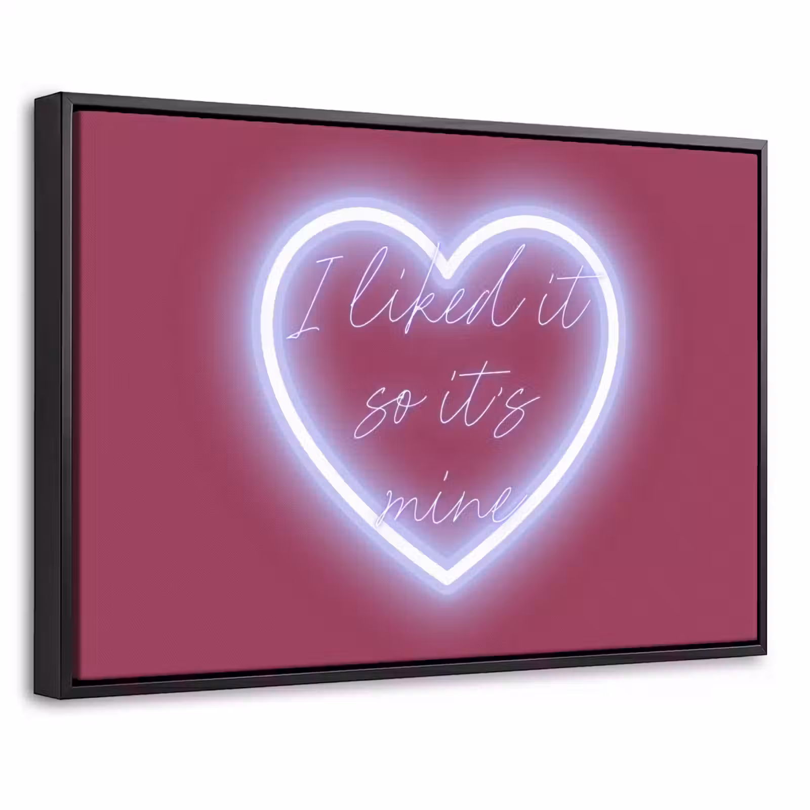 Canvas met lijst - I liked it so it's mine - Neon hart - Roze — 1
