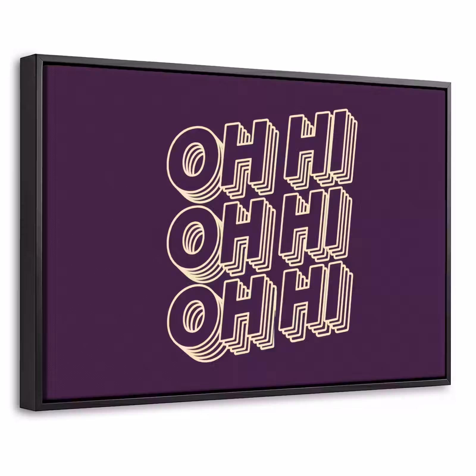 Canvas met lijst - Oh hi - Paars - 3D — 1