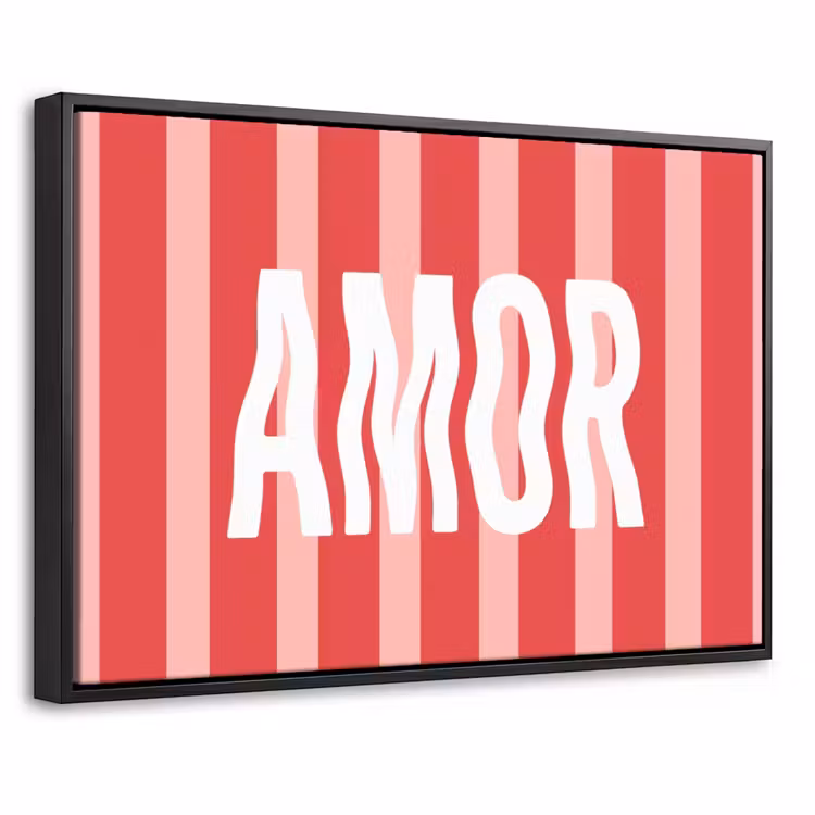 Canvas met lijst - Amor - Strepen - Rood - Roze — 1