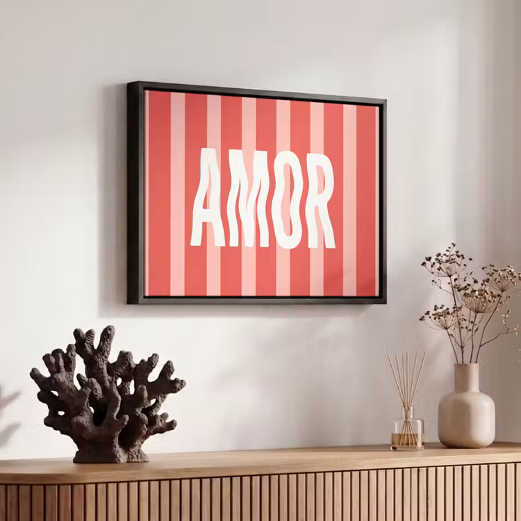 Canvas met lijst - Amor - Strepen - Rood - Roze — 6