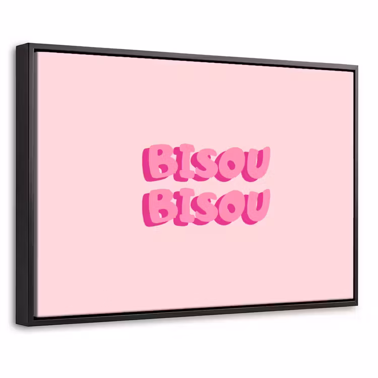 Canvas met lijst - Bisou - Roze - Dikke letters — 1