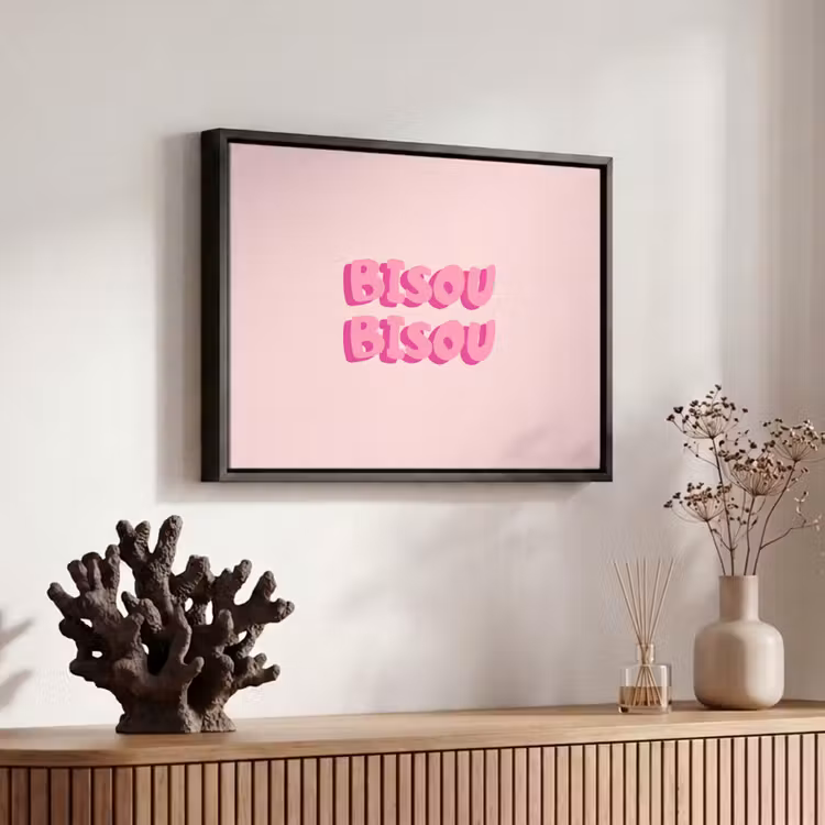Canvas met lijst - Bisou - Roze - Dikke letters — 6