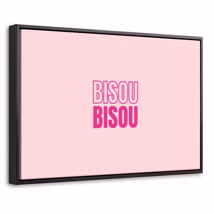 Canvas met lijst - Bisou - Roze - Minimalistisch — 1