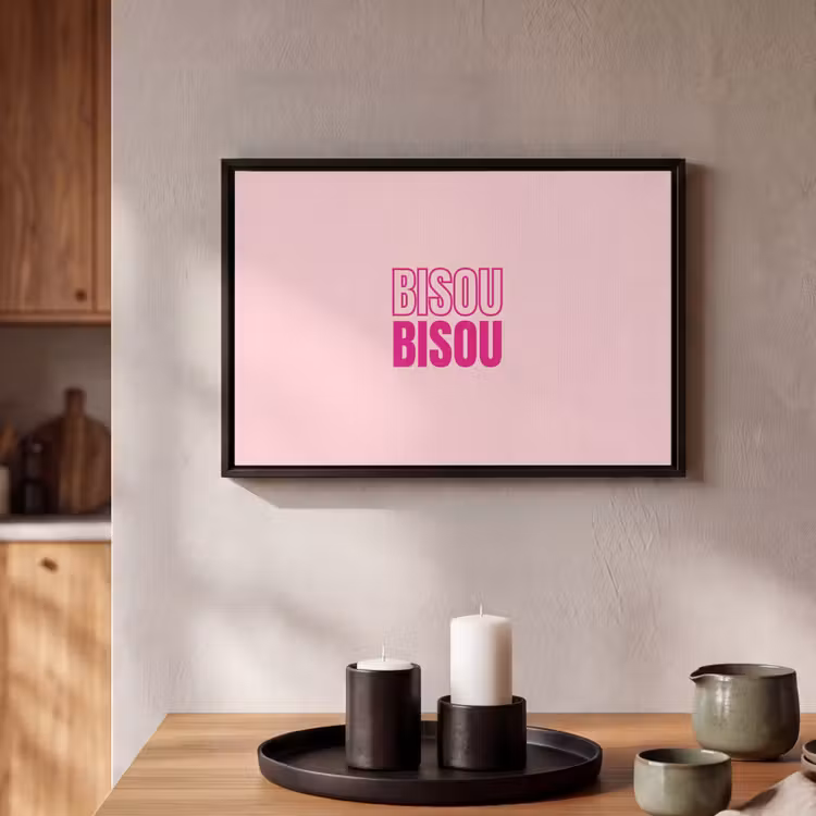 Canvas met lijst - Bisou - Roze - Minimalistisch — 2