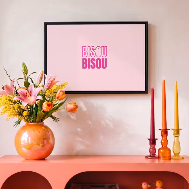 Canvas met lijst - Bisou - Roze - Minimalistisch — 4