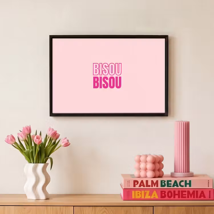 Canvas met lijst - Bisou - Roze - Minimalistisch — 8