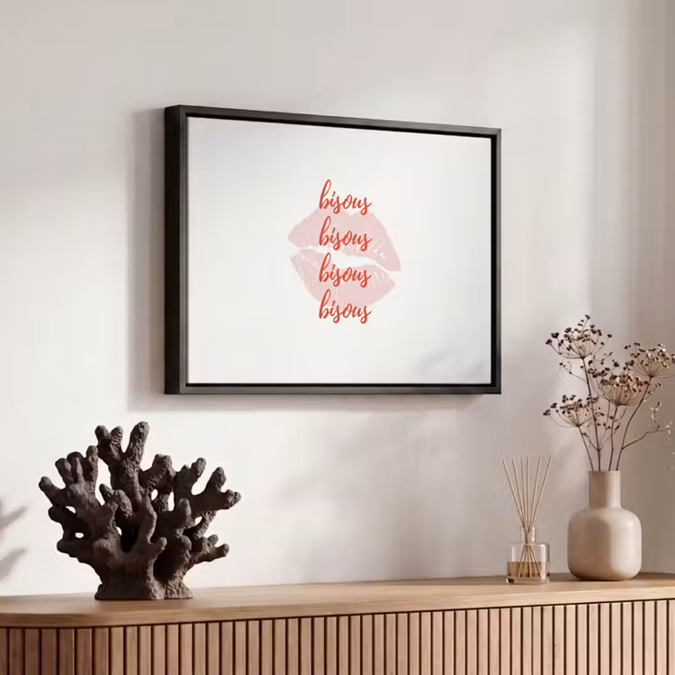 Canvas met lijst - Bisous - Lip - Wit - Rood — 6