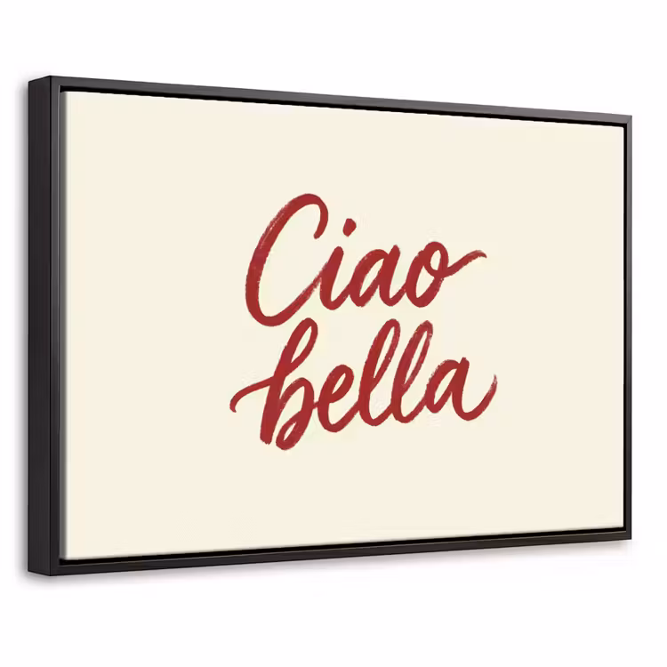 Canvas met lijst - Ciao bella - Rood - Wit - Minimalistisch — 1