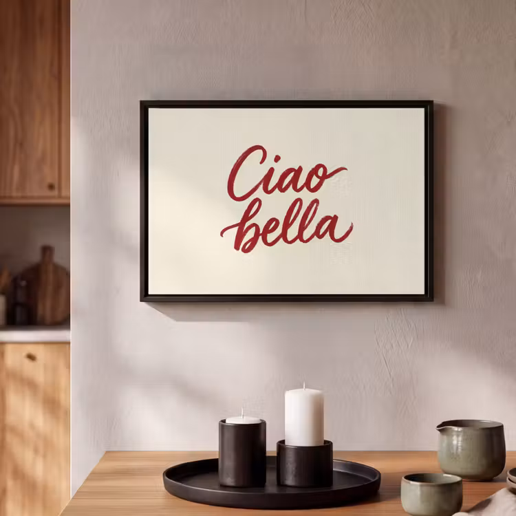Canvas met lijst - Ciao bella - Rood - Wit - Minimalistisch — 2