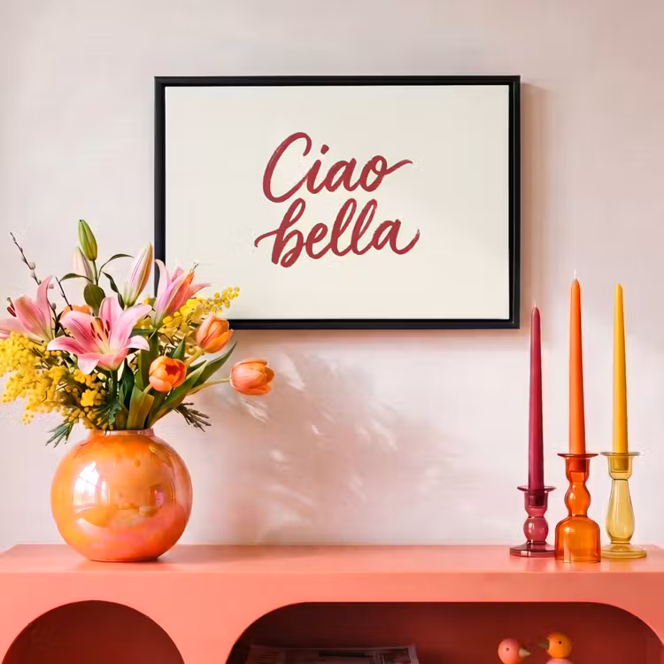 Canvas met lijst - Ciao bella - Rood - Wit - Minimalistisch — 4