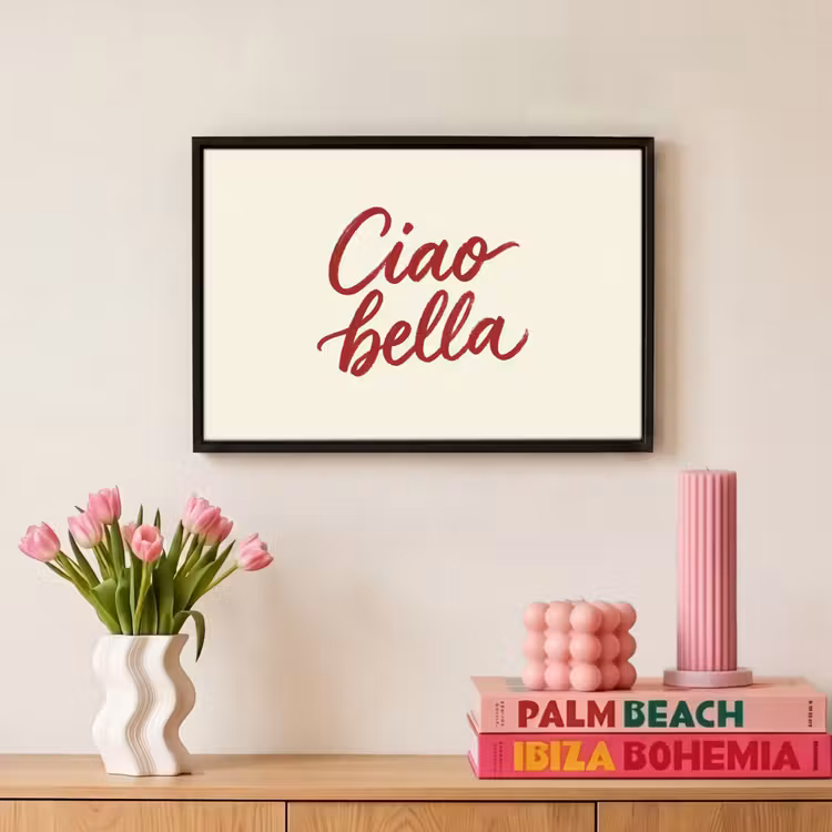 Canvas met lijst - Ciao bella - Rood - Wit - Minimalistisch — 8