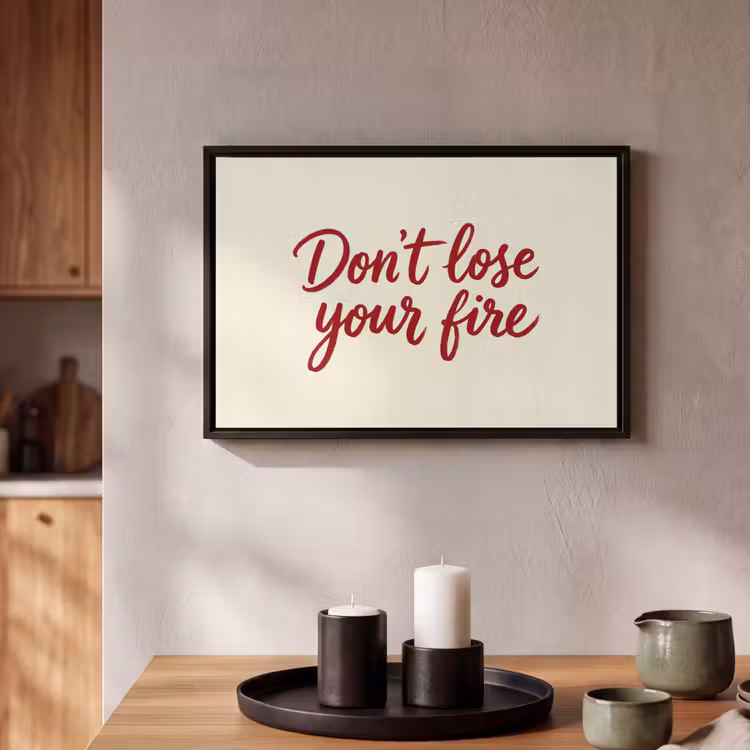 Canvas met lijst - Don't lose your fire - Rood - Wit - Minimalistisch — 2
