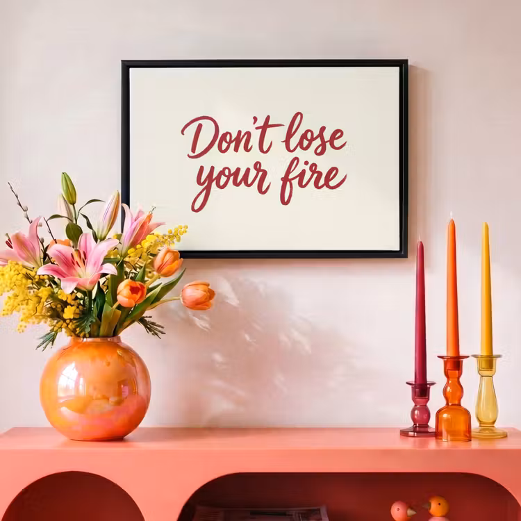 Canvas met lijst - Don't lose your fire - Rood - Wit - Minimalistisch — 4