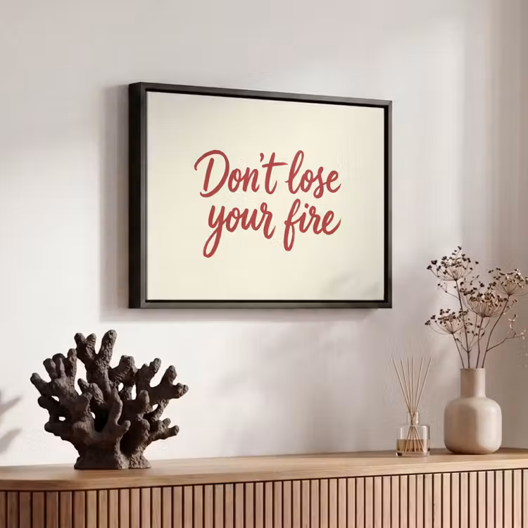 Canvas met lijst - Don't lose your fire - Rood - Wit - Minimalistisch — 6