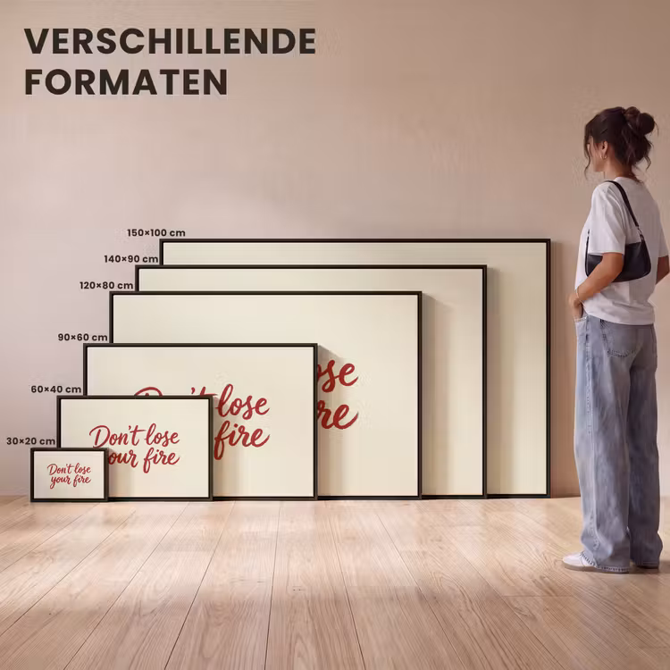 Canvas met lijst - Don't lose your fire - Rood - Wit - Minimalistisch — 7
