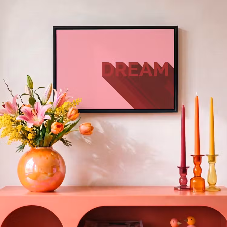 Canvas met lijst - Dream - 3D - Rood - Roze — 4