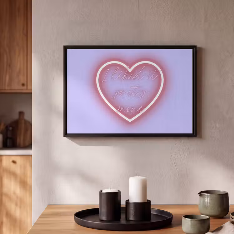 Canvas met lijst - I liked it so it's mine - Neon hart - Paars — 2