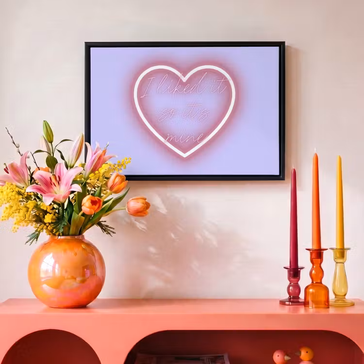 Canvas met lijst - I liked it so it's mine - Neon hart - Paars — 4