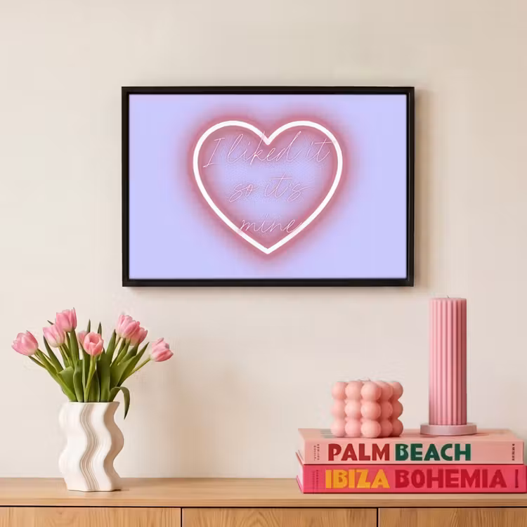 Canvas met lijst - I liked it so it's mine - Neon hart - Paars — 8