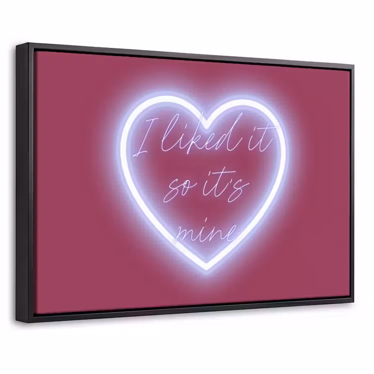 Canvas met lijst - I liked it so it's mine - Neon hart - Roze — 1