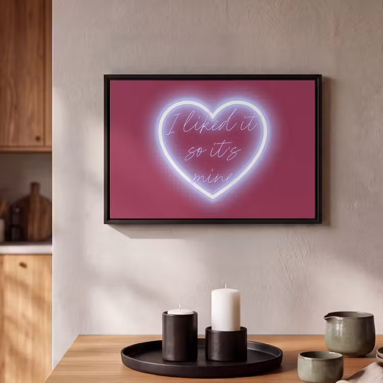 Canvas met lijst - I liked it so it's mine - Neon hart - Roze — 2