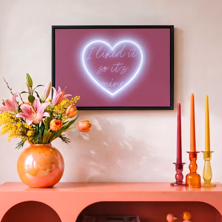 Canvas met lijst - I liked it so it's mine - Neon hart - Roze — 4