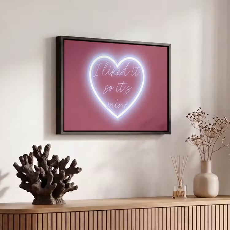 Canvas met lijst - I liked it so it's mine - Neon hart - Roze — 6