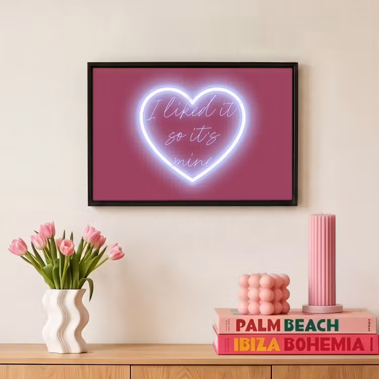 Canvas met lijst - I liked it so it's mine - Neon hart - Roze — 8