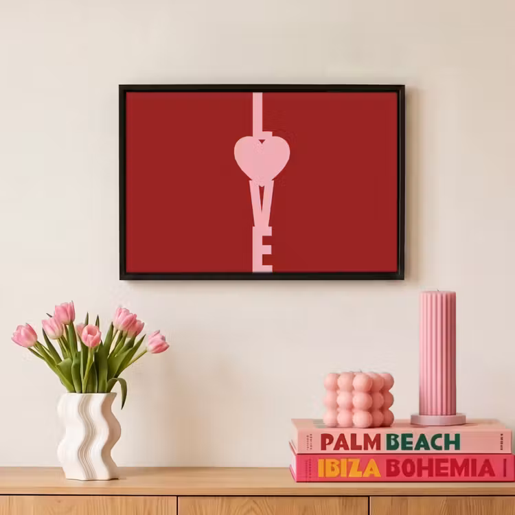 Canvas met lijst - Love - Hart - Rood — 8