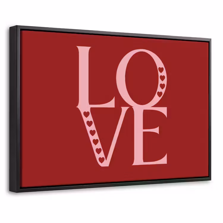 Canvas met lijst - Love - Rood - Hatjes — 1