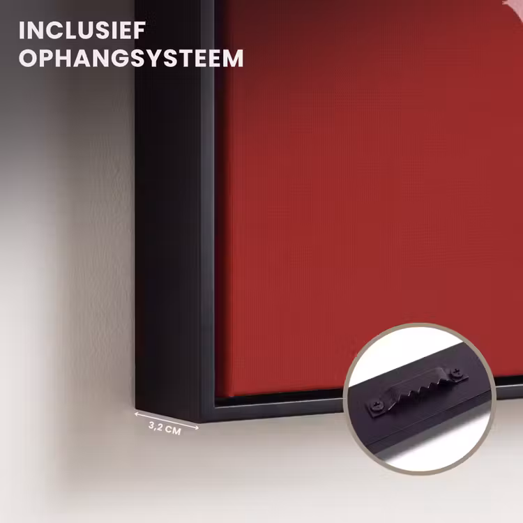 Canvas met lijst - Love - Rood - Hatjes — 3