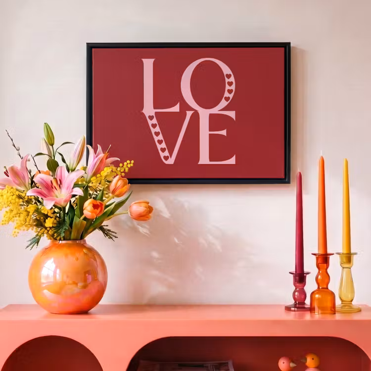 Canvas met lijst - Love - Rood - Hatjes — 4