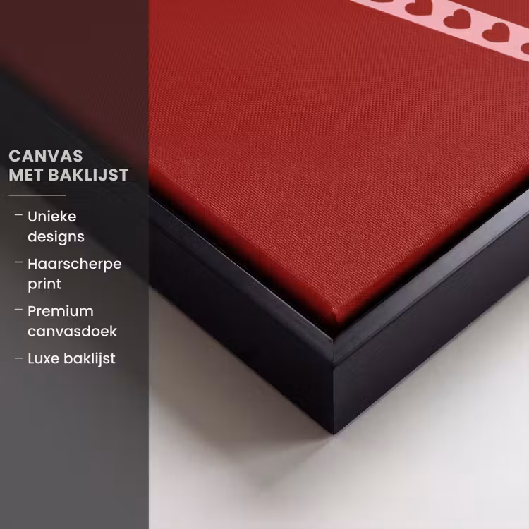 Canvas met lijst - Love - Rood - Hatjes — 5