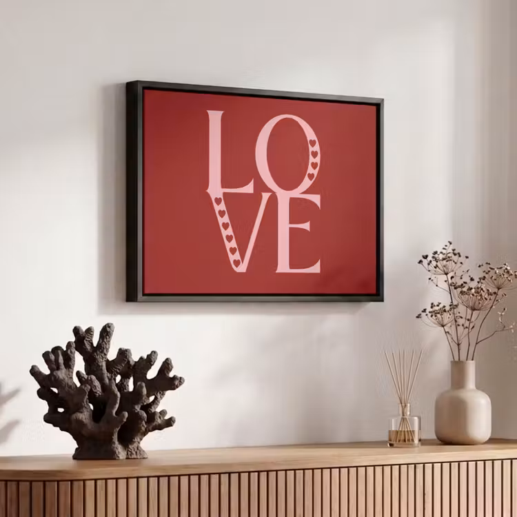 Canvas met lijst - Love - Rood - Hatjes — 6
