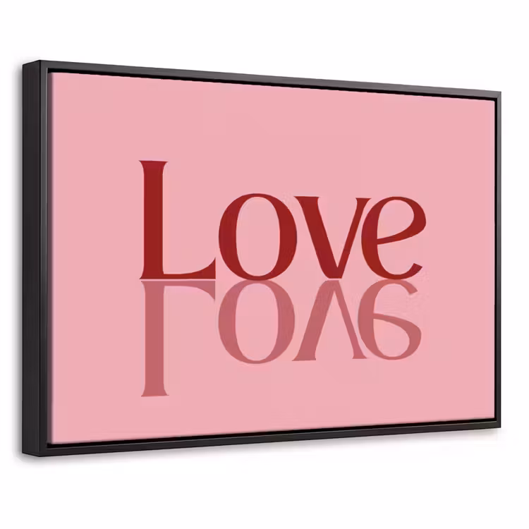 Canvas met lijst - Love - Roze - Spiegeling — 1