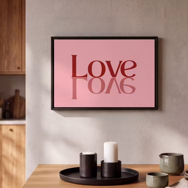 Canvas met lijst - Love - Roze - Spiegeling — 2