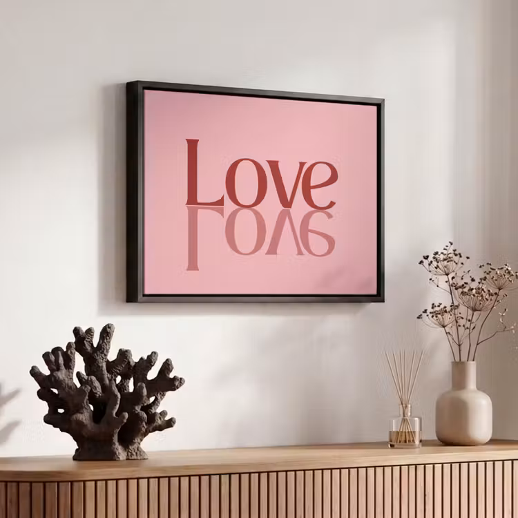Canvas met lijst - Love - Roze - Spiegeling — 6