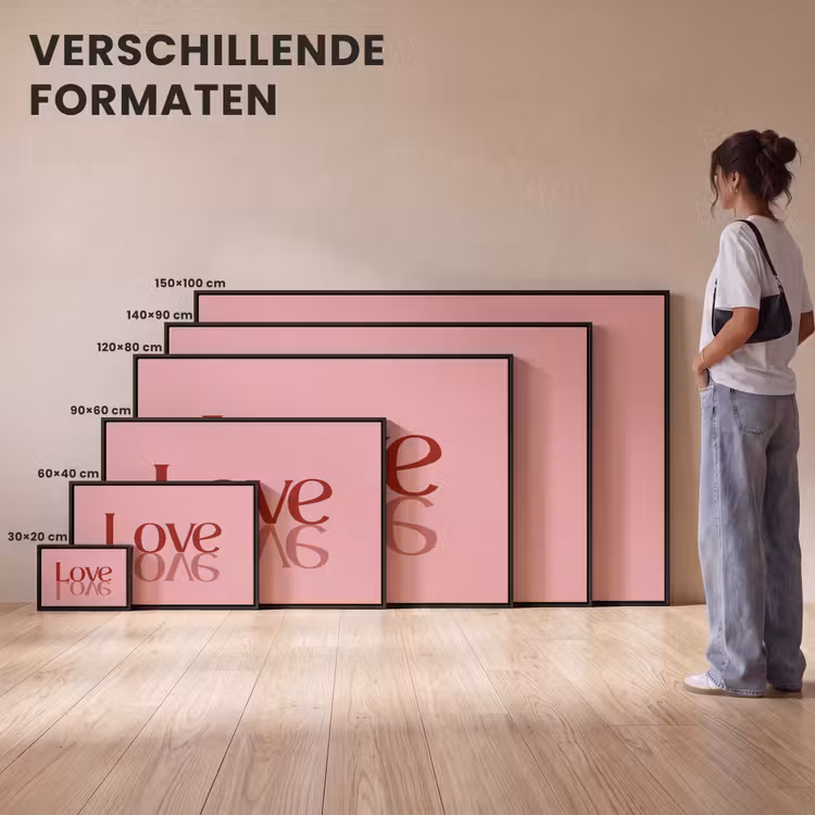 Canvas met lijst - Love - Roze - Spiegeling — 7