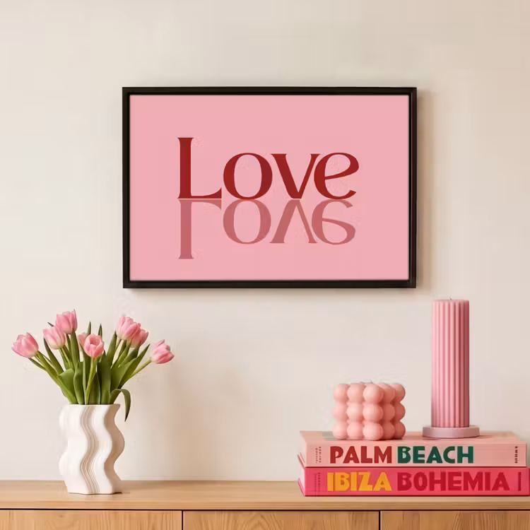 Canvas met lijst - Love - Roze - Spiegeling — 8