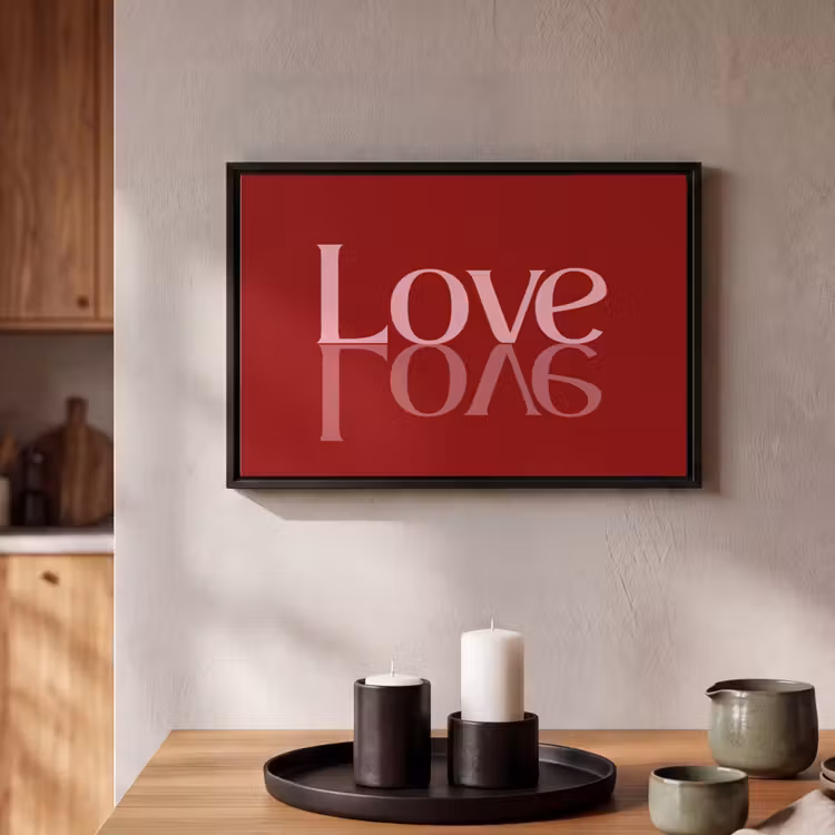 Canvas met lijst - Love - Spiegeling - Rood — 2