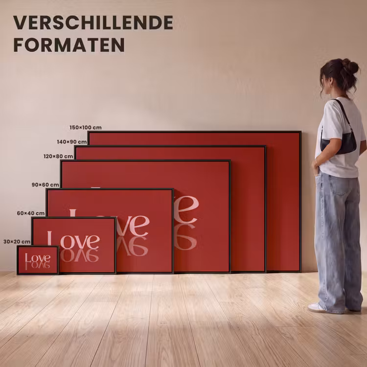 Canvas met lijst - Love - Spiegeling - Rood — 7