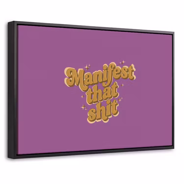 Canvas met lijst - Manifest that shit - Paars - Glitter — 1