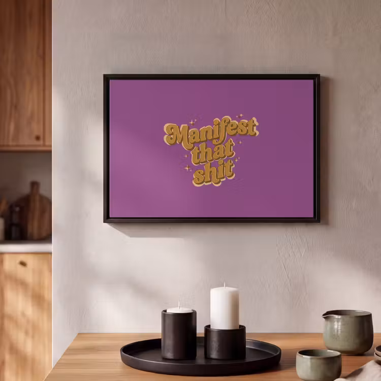 Canvas met lijst - Manifest that shit - Paars - Glitter — 2