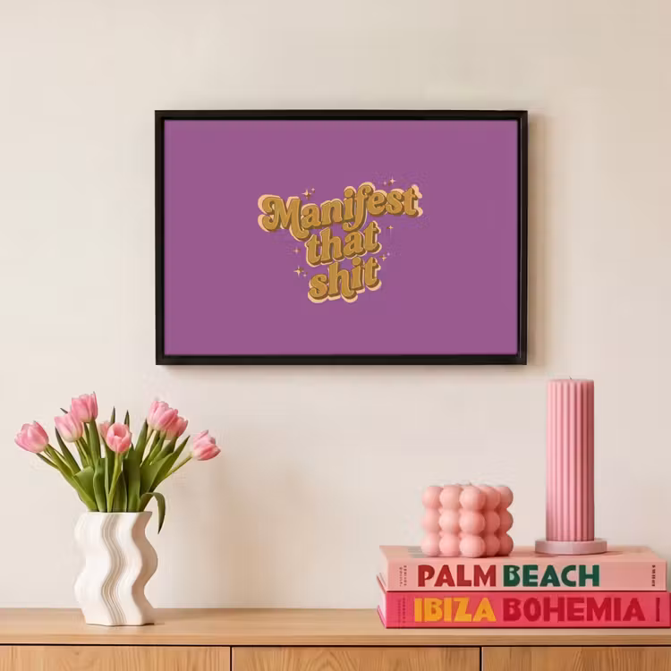 Canvas met lijst - Manifest that shit - Paars - Glitter — 8