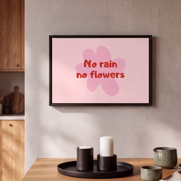 Canvas met lijst - No rain no flowers - Bloem - Roze — 2