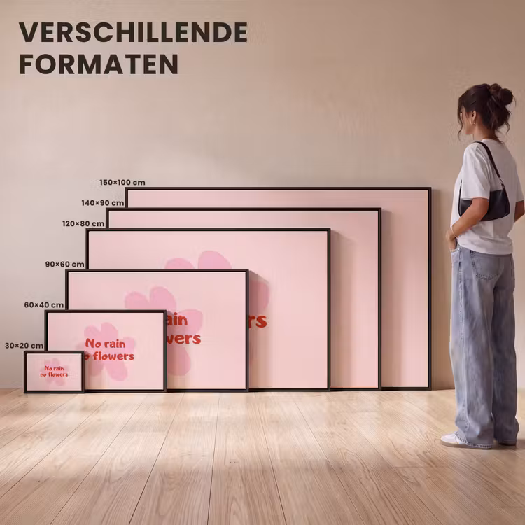 Canvas met lijst - No rain no flowers - Bloem - Roze — 7