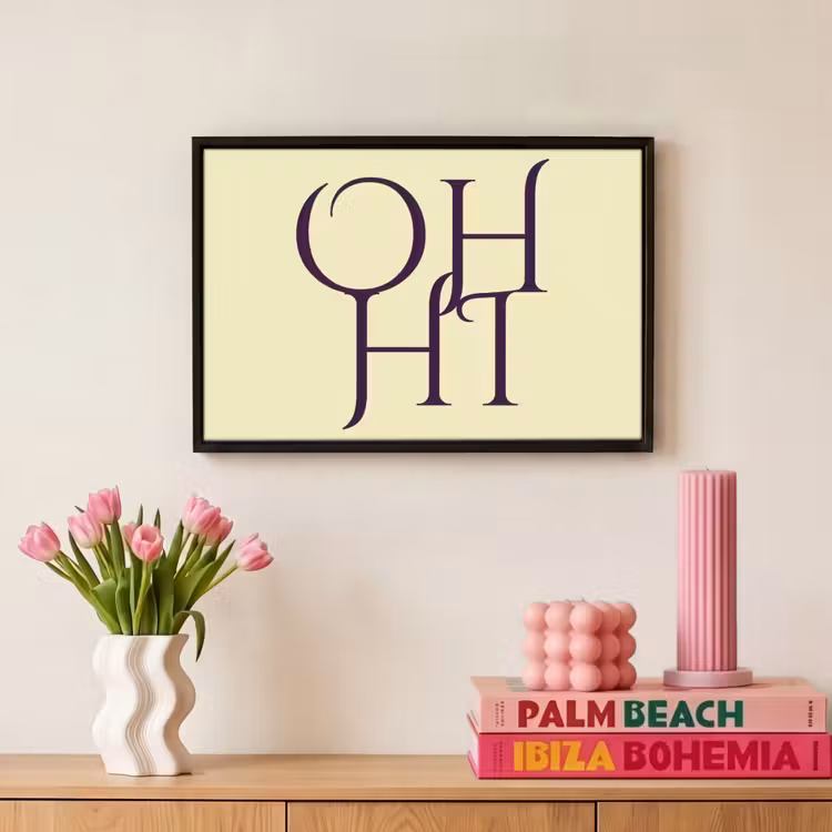 Canvas met lijst - Oh hi - Geel - Monogram — 8