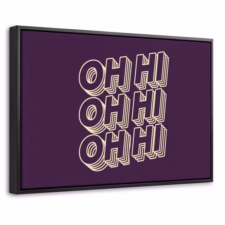 Canvas met lijst - Oh hi - Paars - 3D — 1